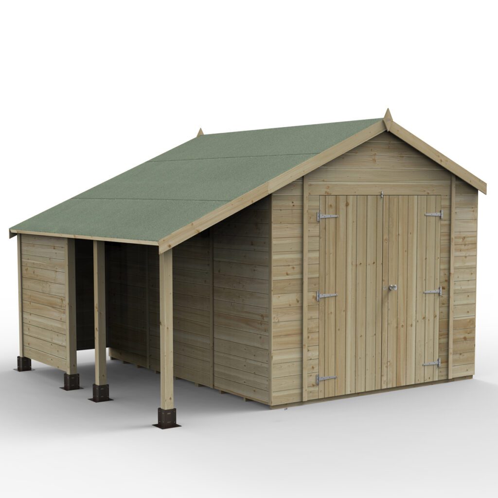 Timberdale 10×8 Apex Shed No Window – Double Door With Log Store with Installation 5013053196106 2